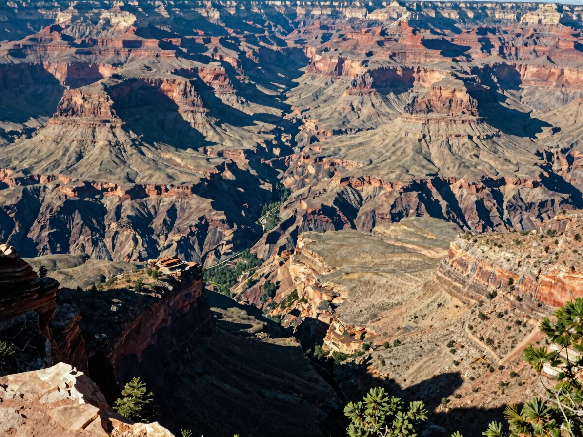 Editorial landscape photograph of a US national park canyon overl